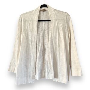 Lilla P White Cotton Open Front Cardigan Size XS Neutral Classic Modest Layering